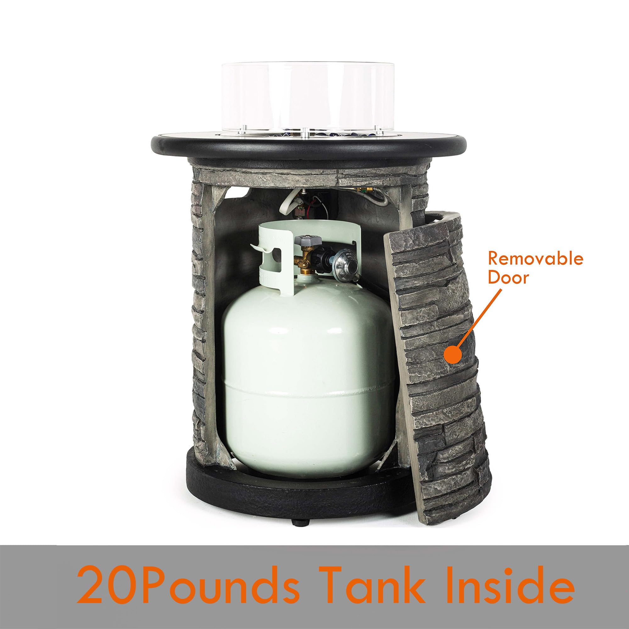 Round Propane Fire Pit Table with Porcelain Tile Top