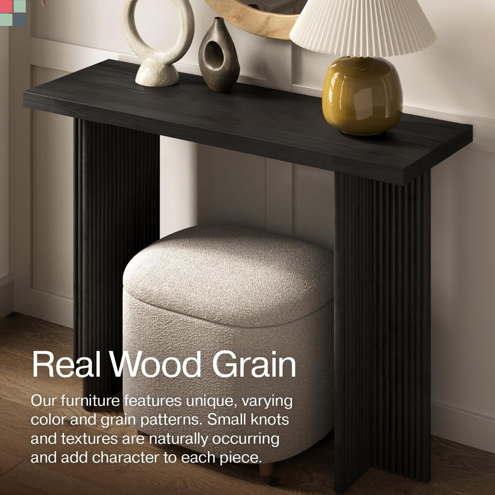 Fluted Console Table with Oak Veneer Top