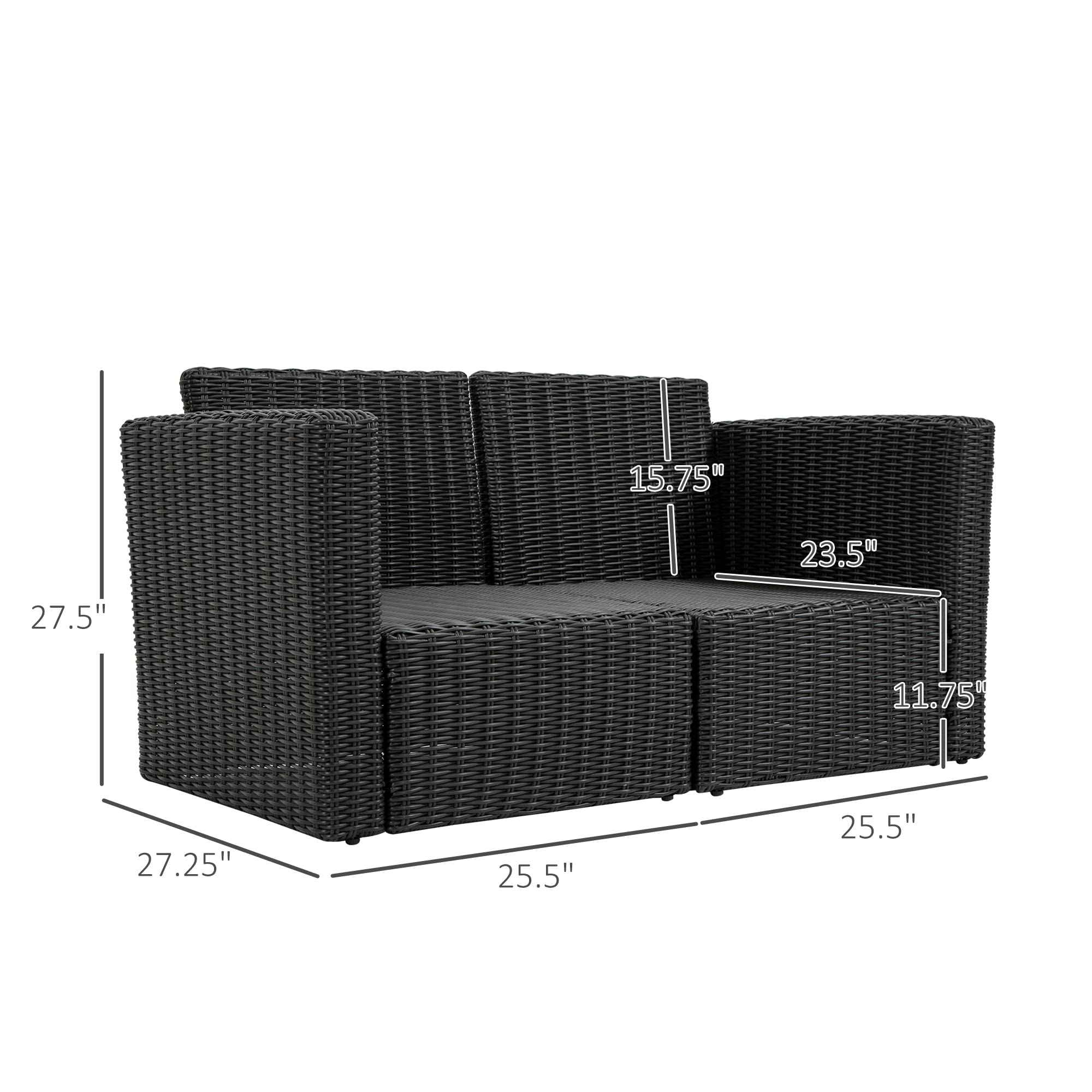 2 Piece Patio Wicker Corner Sofa Set with Cushions