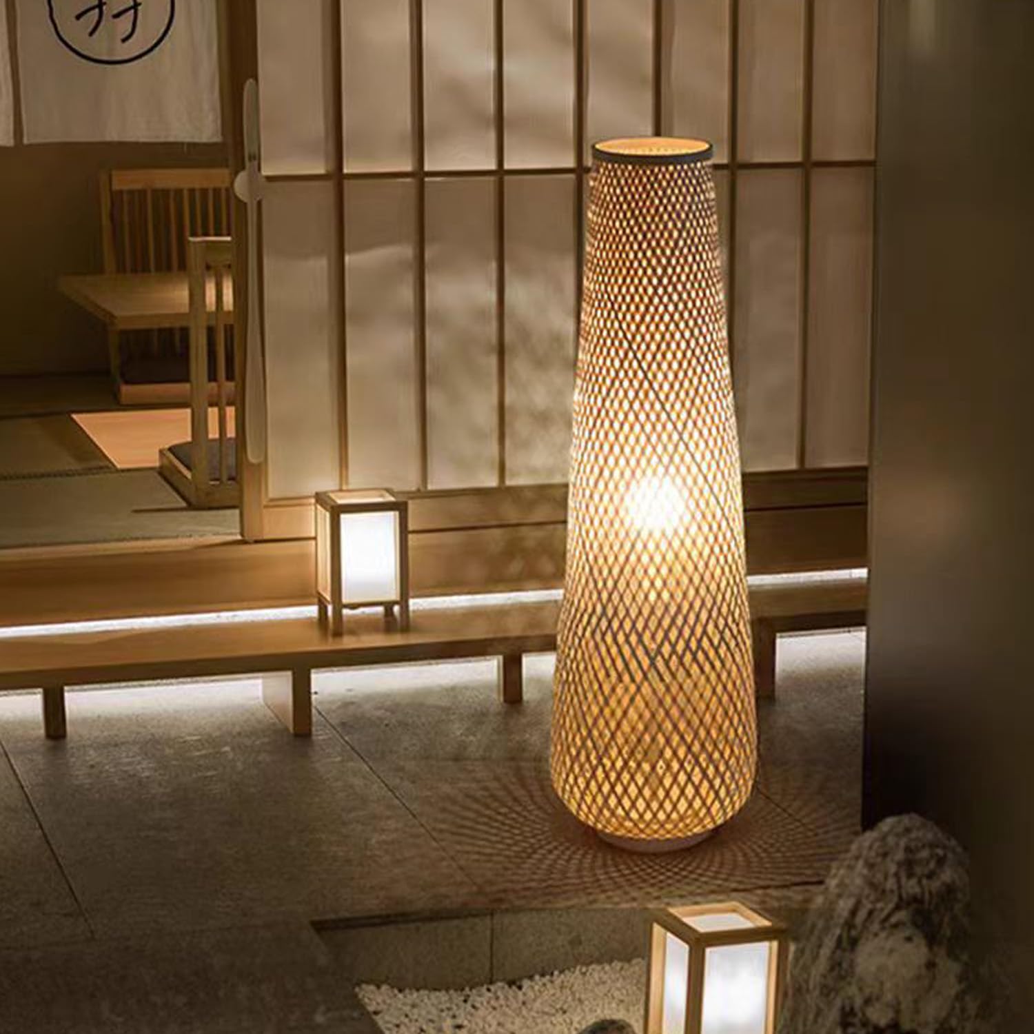 Hand-Woven Bamboo Floor Lamp