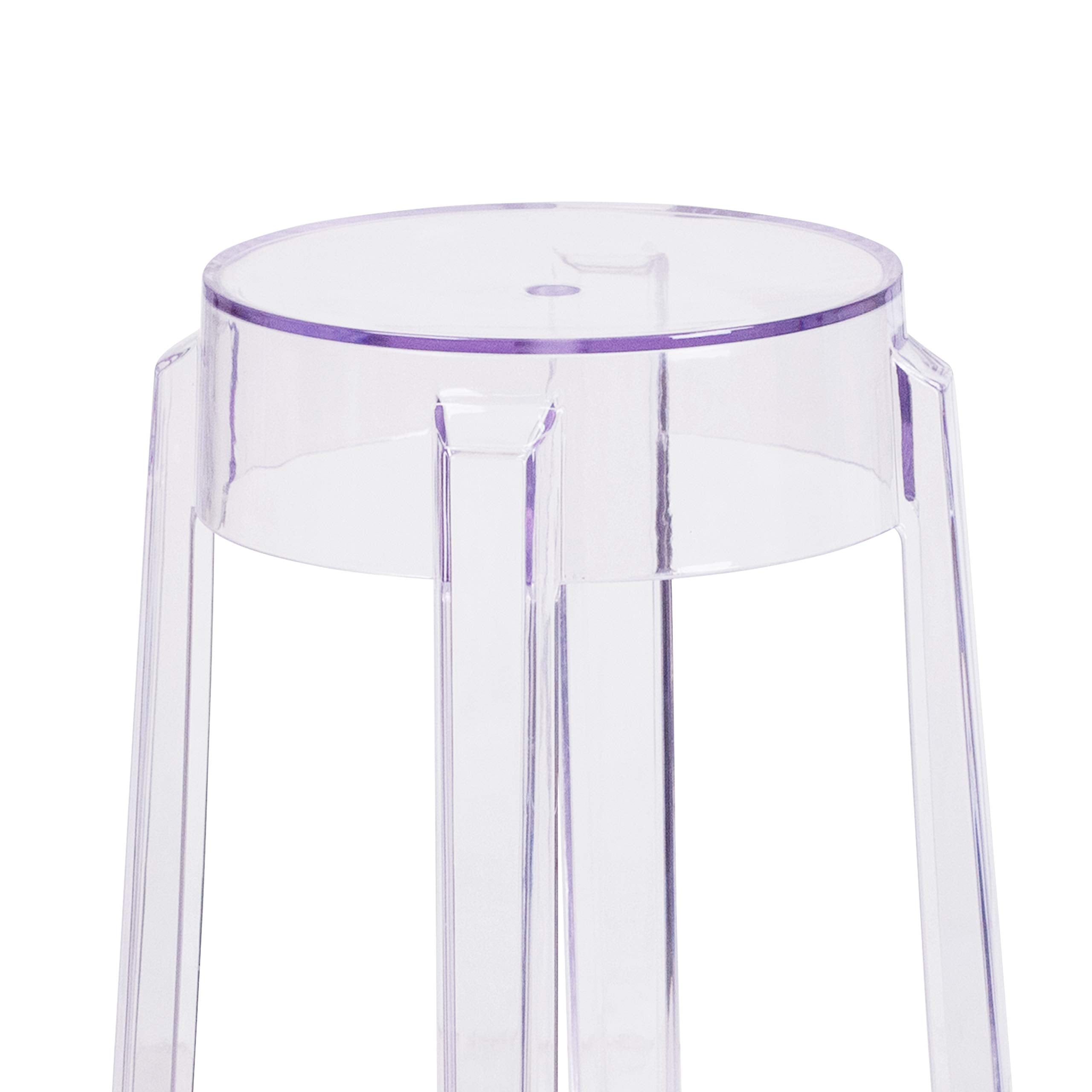 Transparent Counter Height Stool with Foot Ring