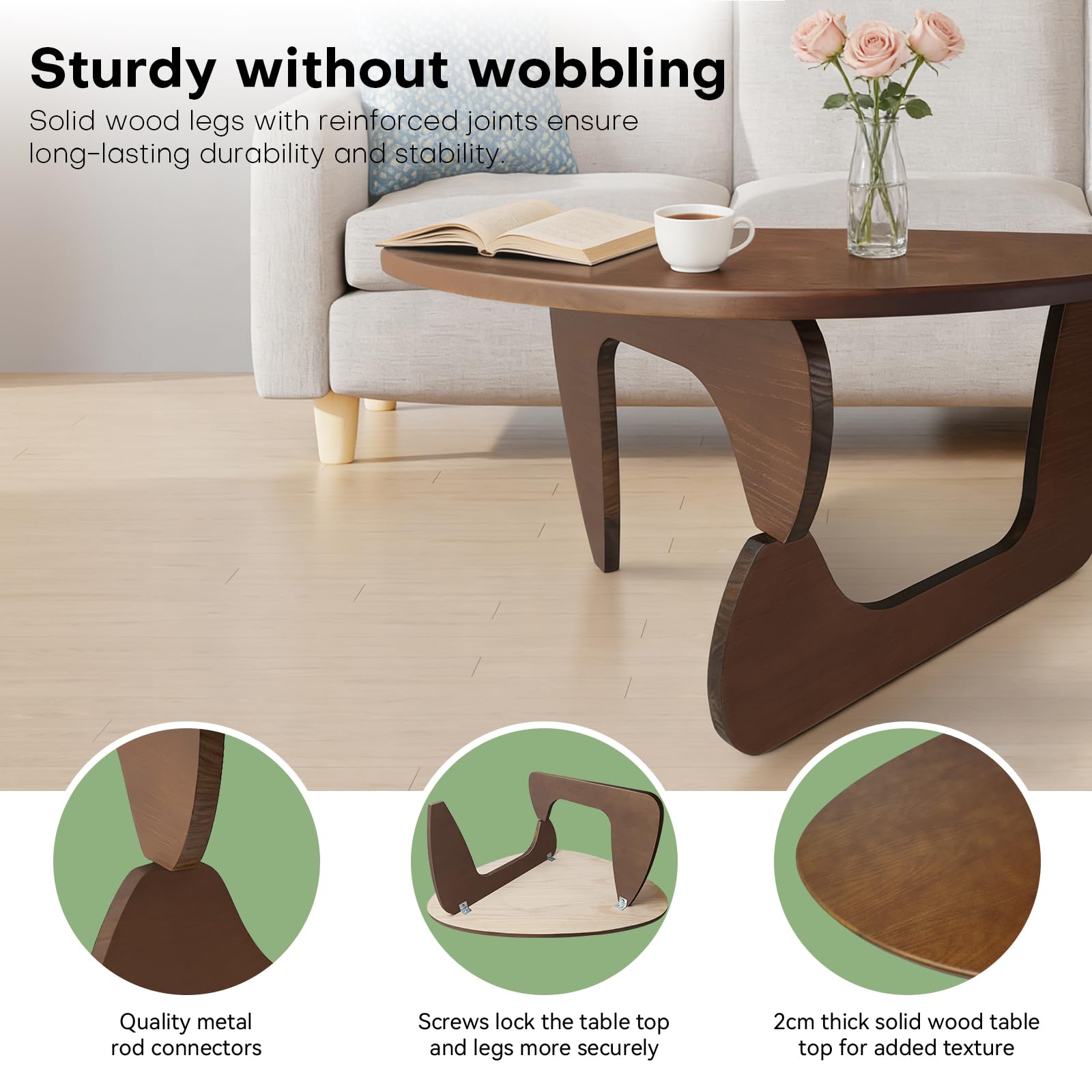 Semicircular Walnut Coffee Table