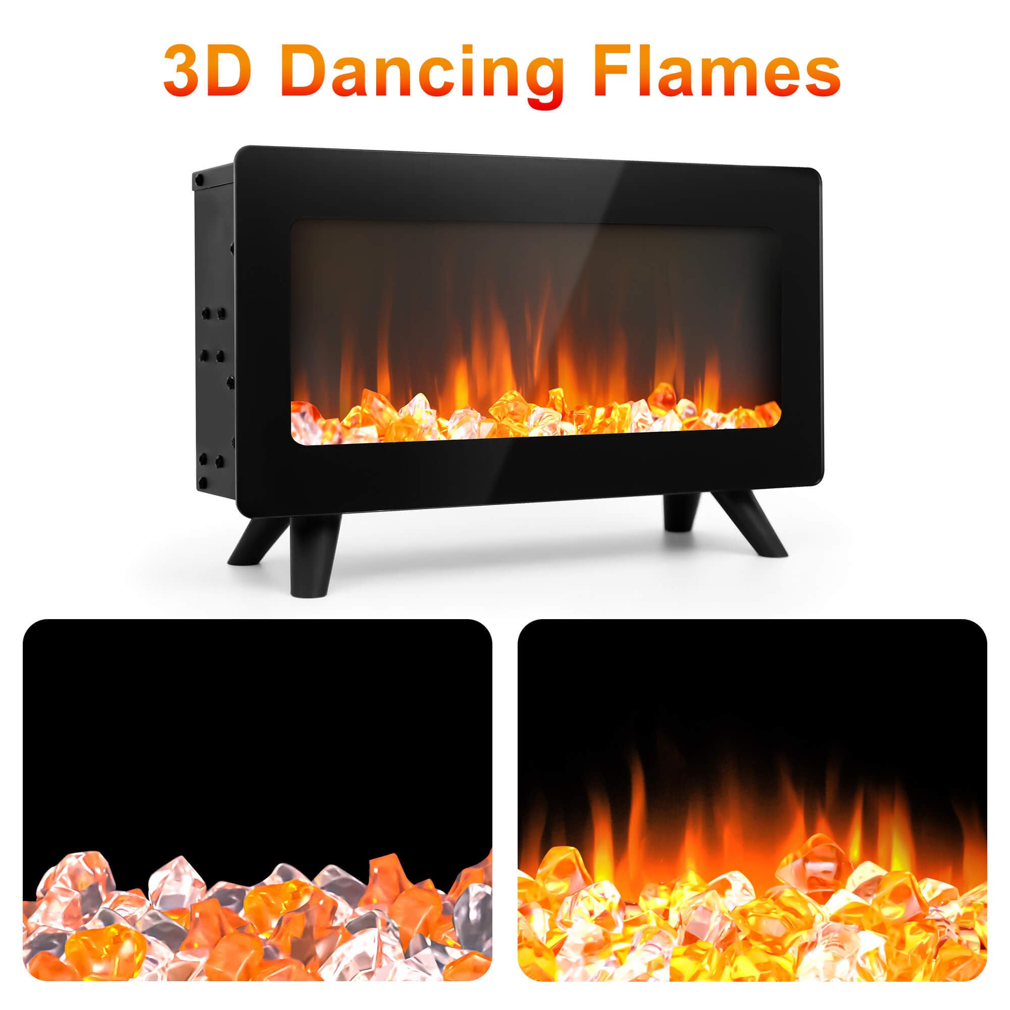 Portable Electric Fireplace Heater with 3D Flame
