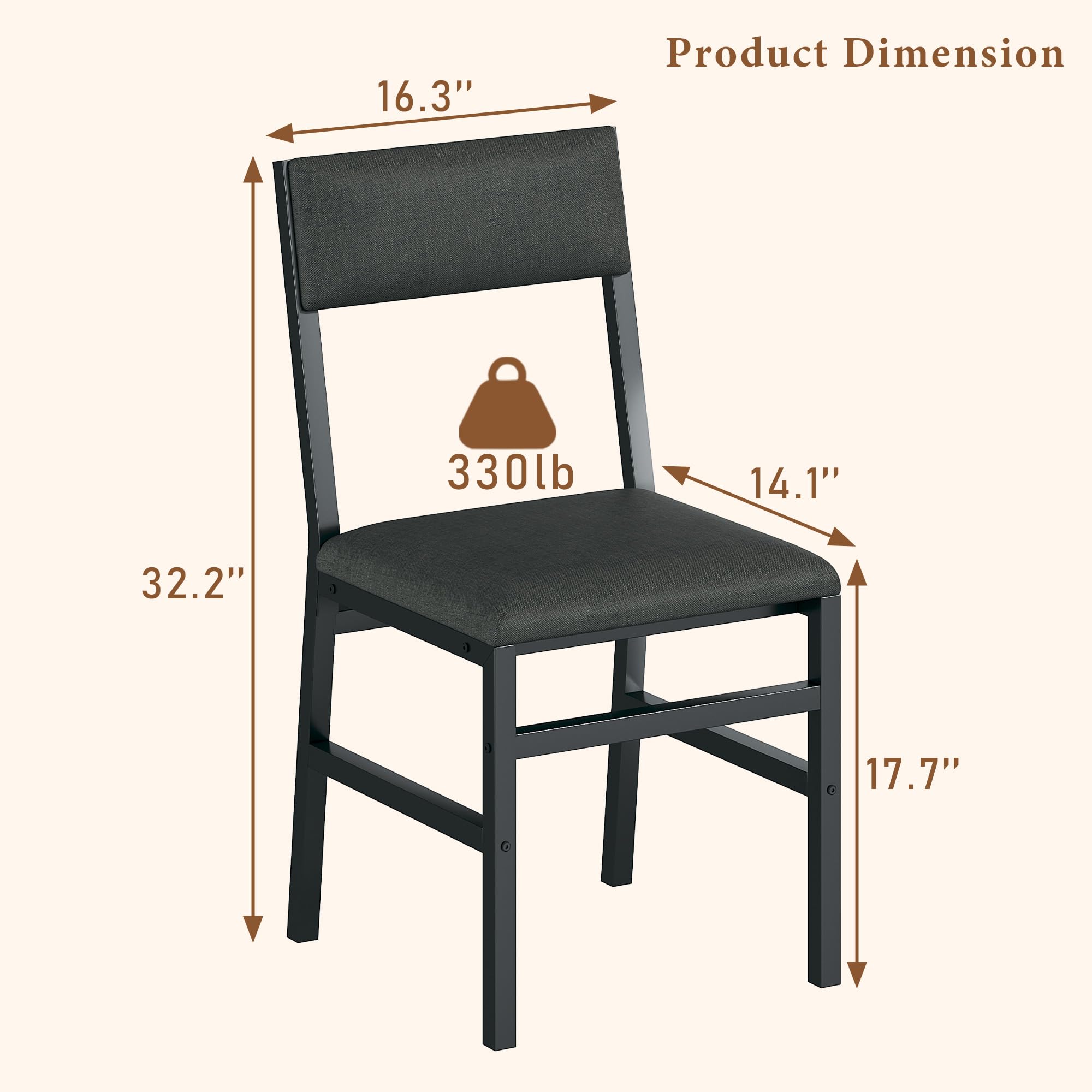 Upholstered Dining Chairs Set of 2 with Ergonomic Backrest