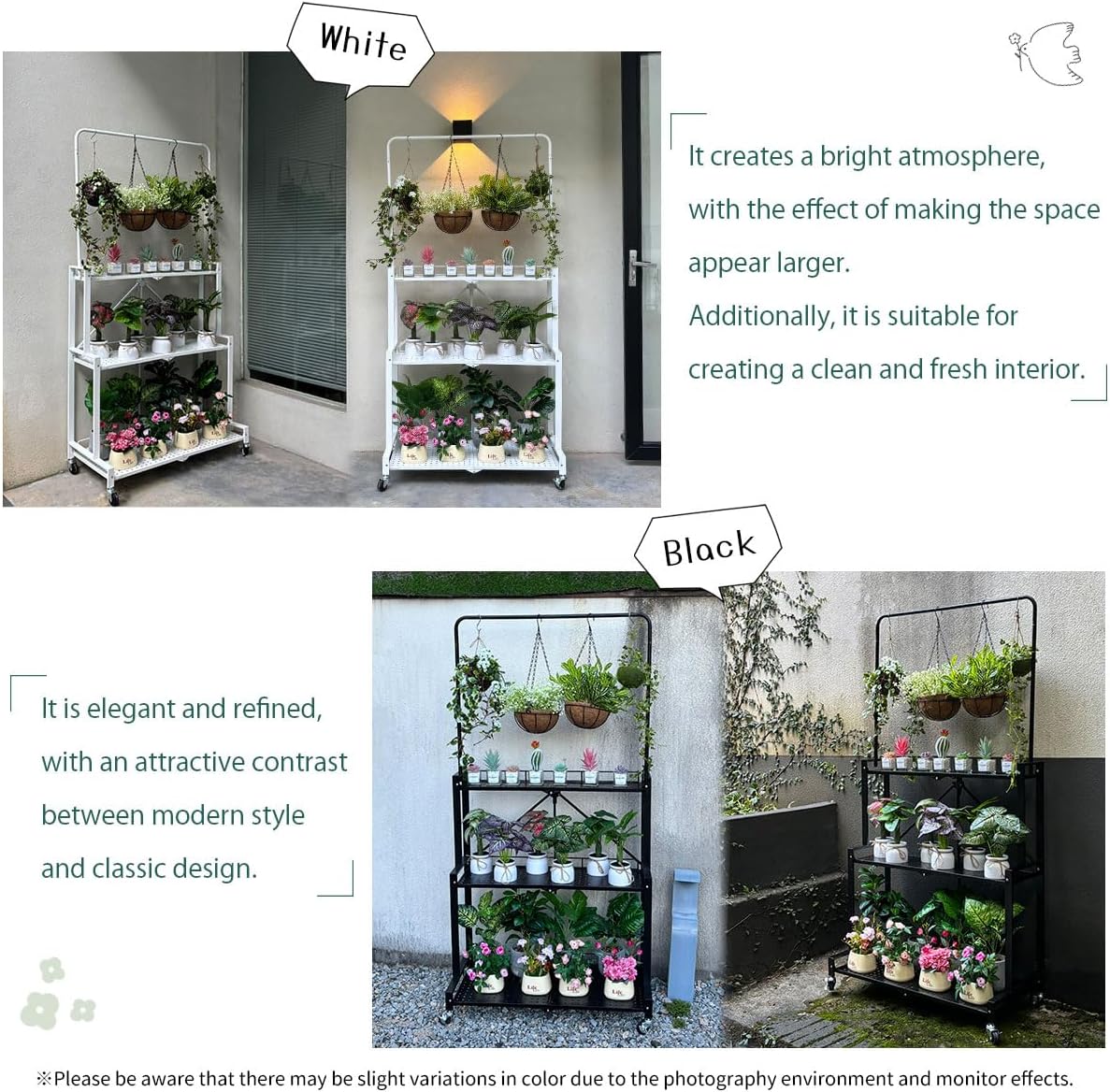 4-Tier Foldable Plant Stand with Wheels