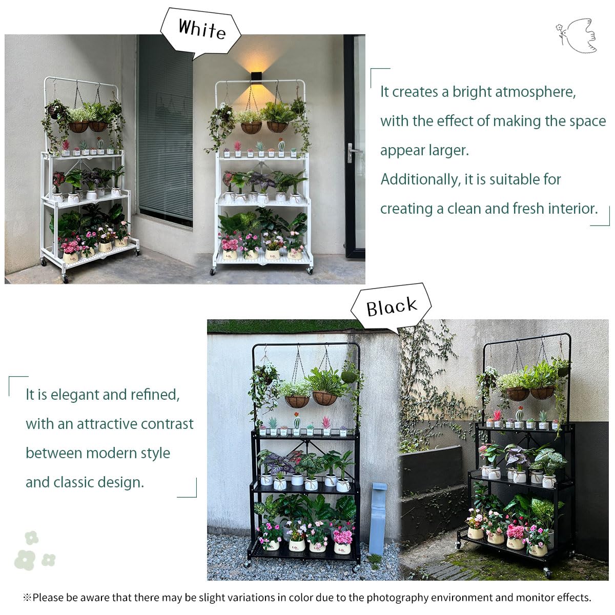 4-Tier Foldable Plant Stand with Wheels