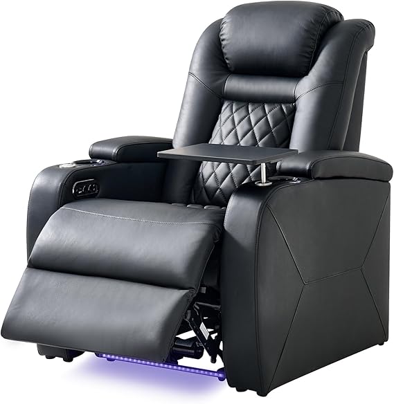 Power Reclining Home Theater Chair with LED Lighting