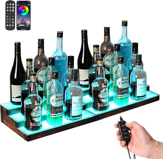 LED Lighted Liquor Display Shelf 3-Tier 32 Inch