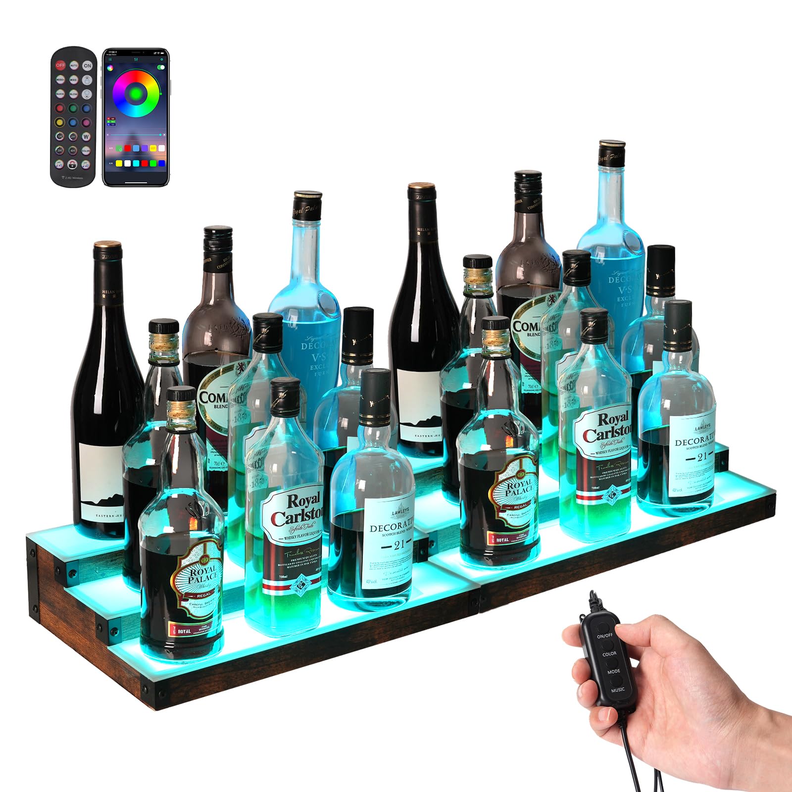 LED Lighted Liquor Display Shelf 3-Tier 32 Inch