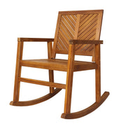 Acacia Wood Outdoor Rocking Chair - Chevron Back Design