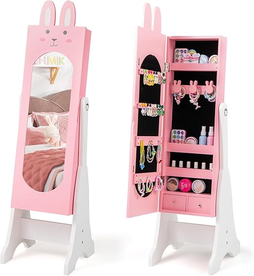 Kids Jewelry Armoire Cabinet with Full-Length Mirror