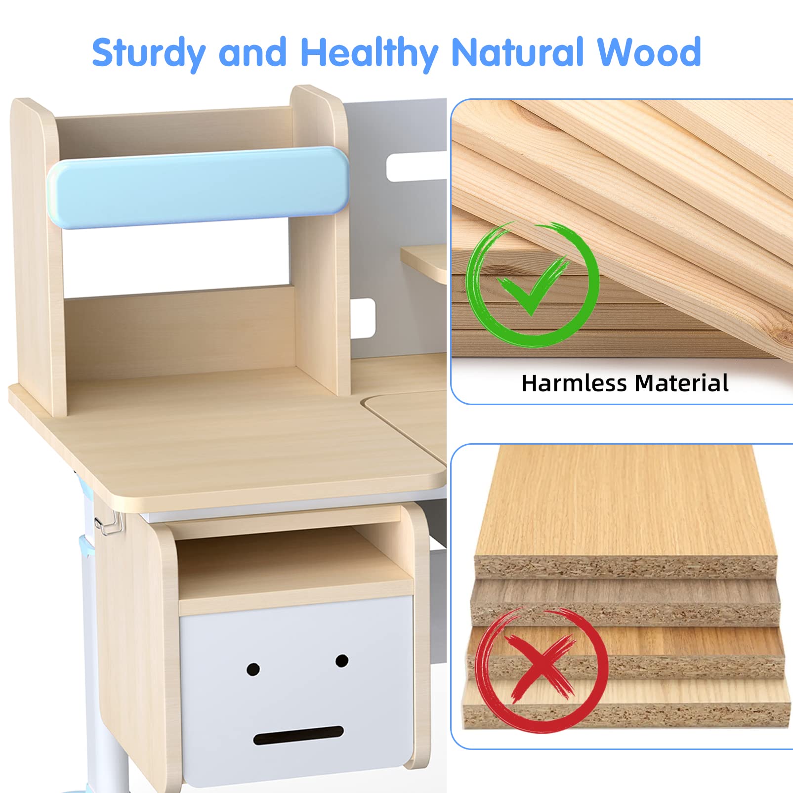 Adjustable Height Kids Study Desk with Chair