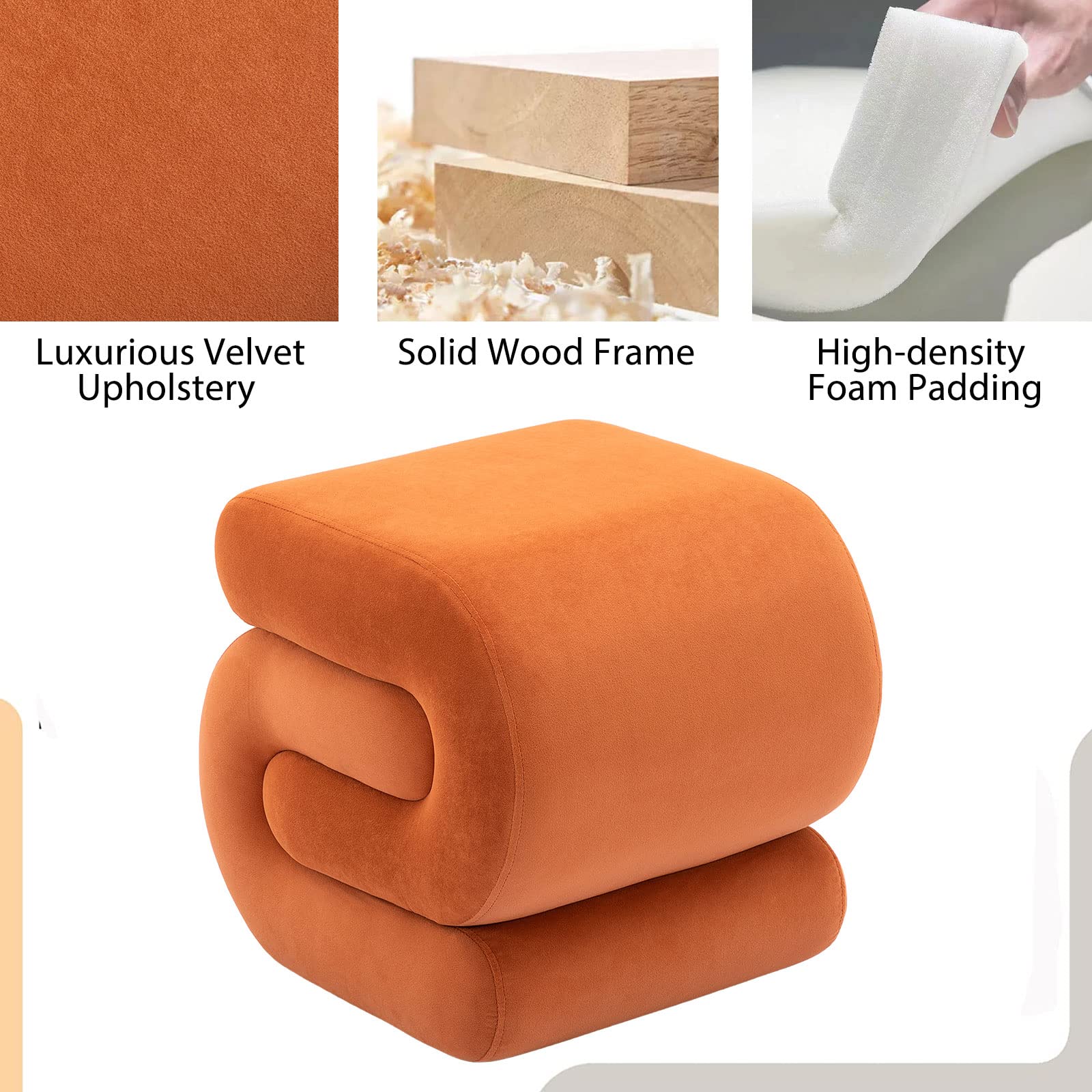 Velvet S-Shaped Vanity Stool Ottoman Footrest