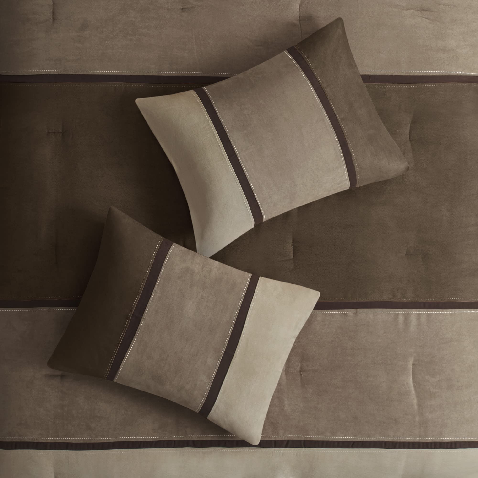 King Comforter Set 7-Piece Faux Suede