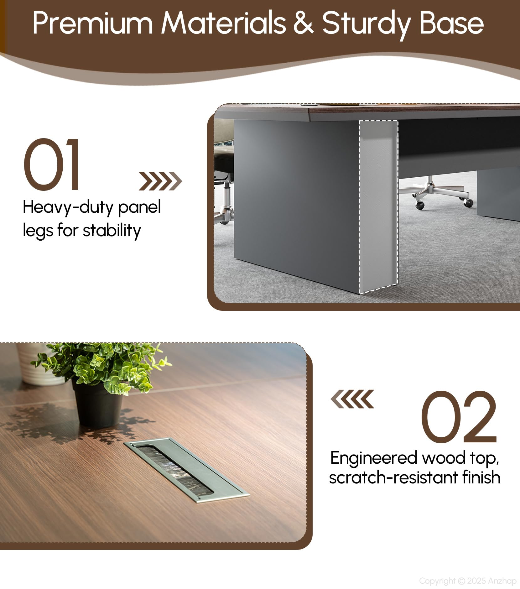 8 Foot Conference Table with Cable Management