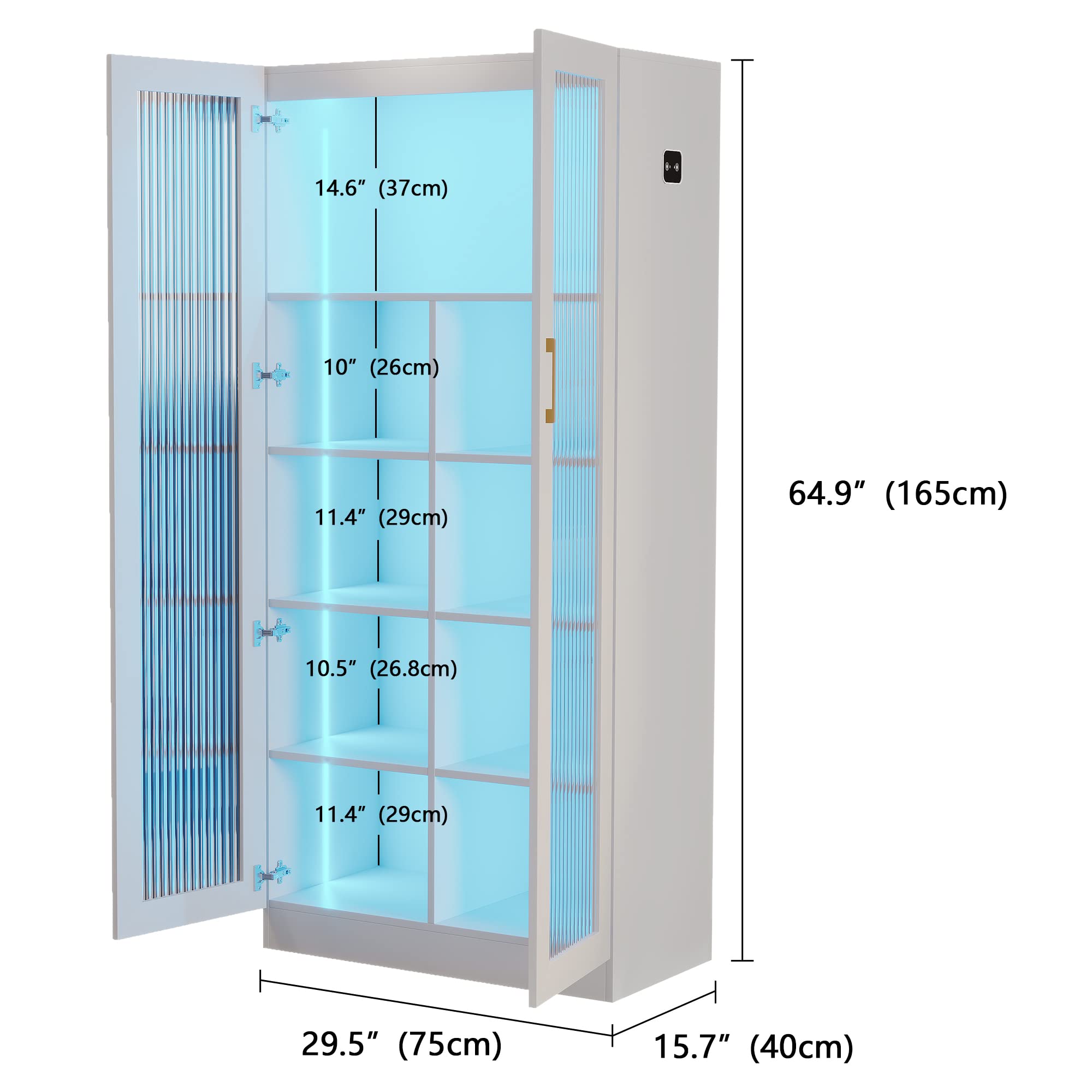 Glass Display Cabinet with LED Lights 5-Tier