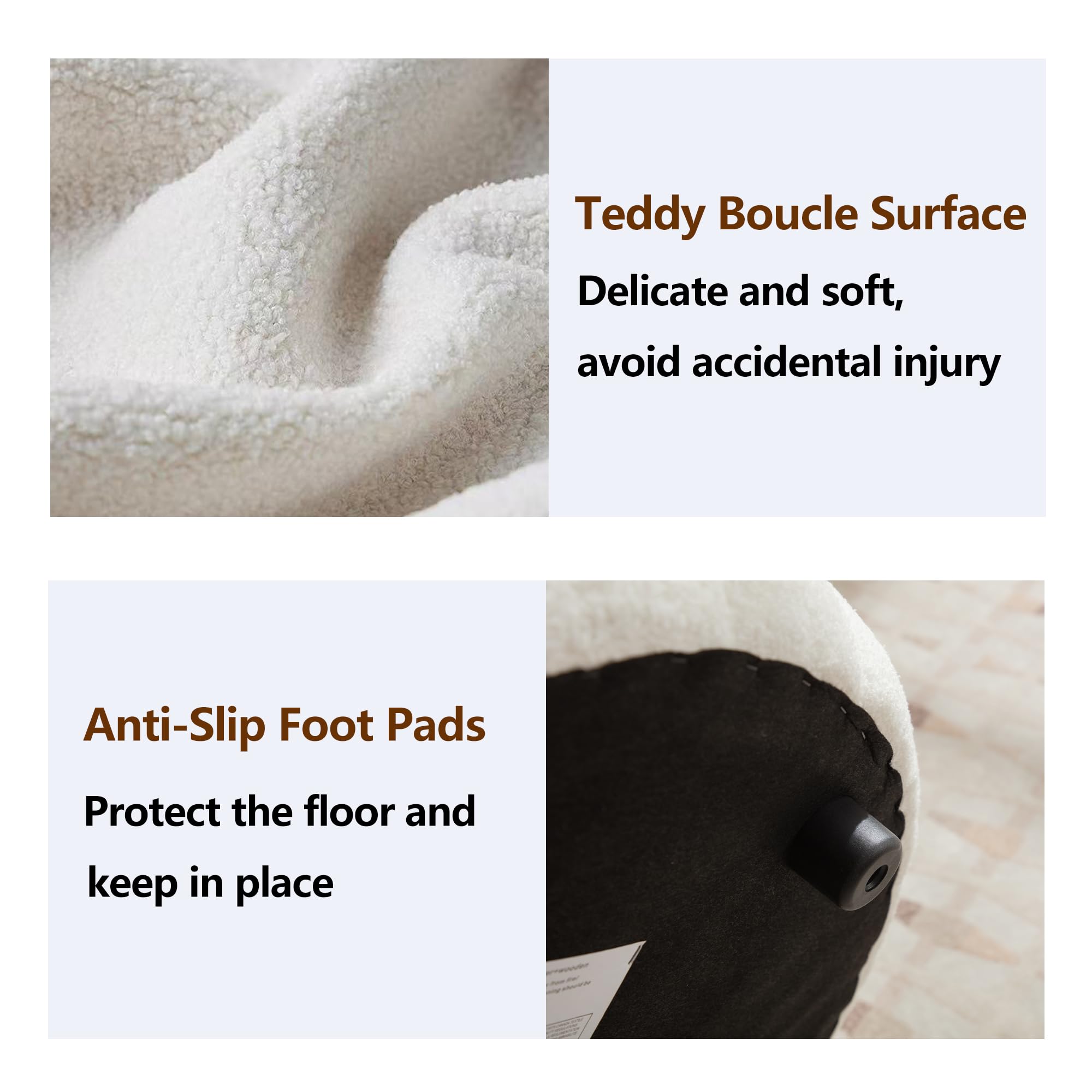 Round Storage Ottoman Coffee Table with Wooden Tabletop