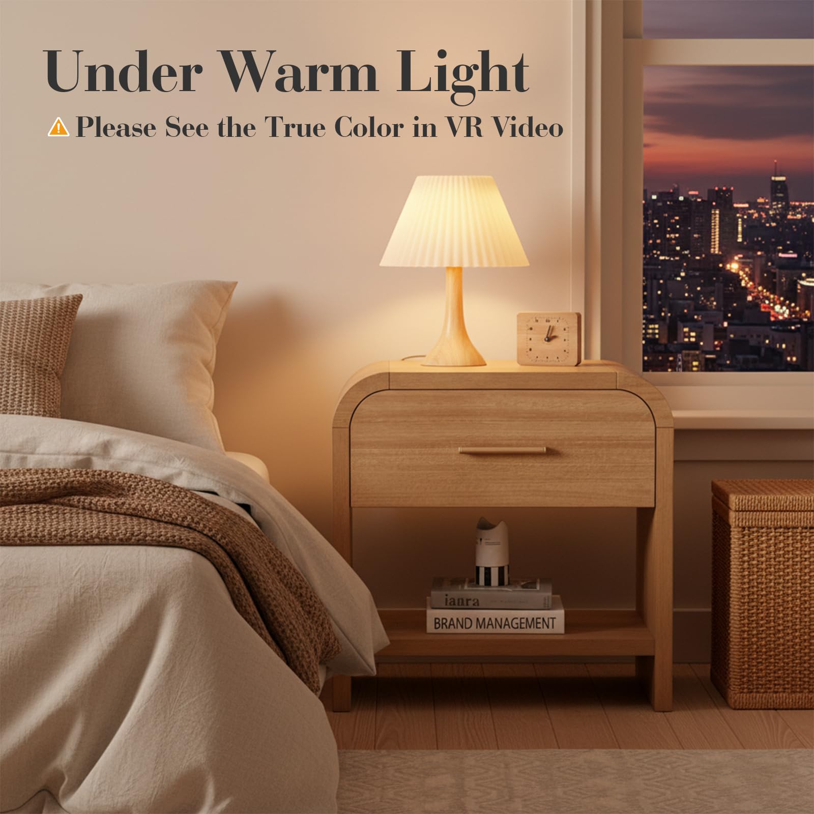 Night Stand Set of 2 with Drawer and Storage Shelf