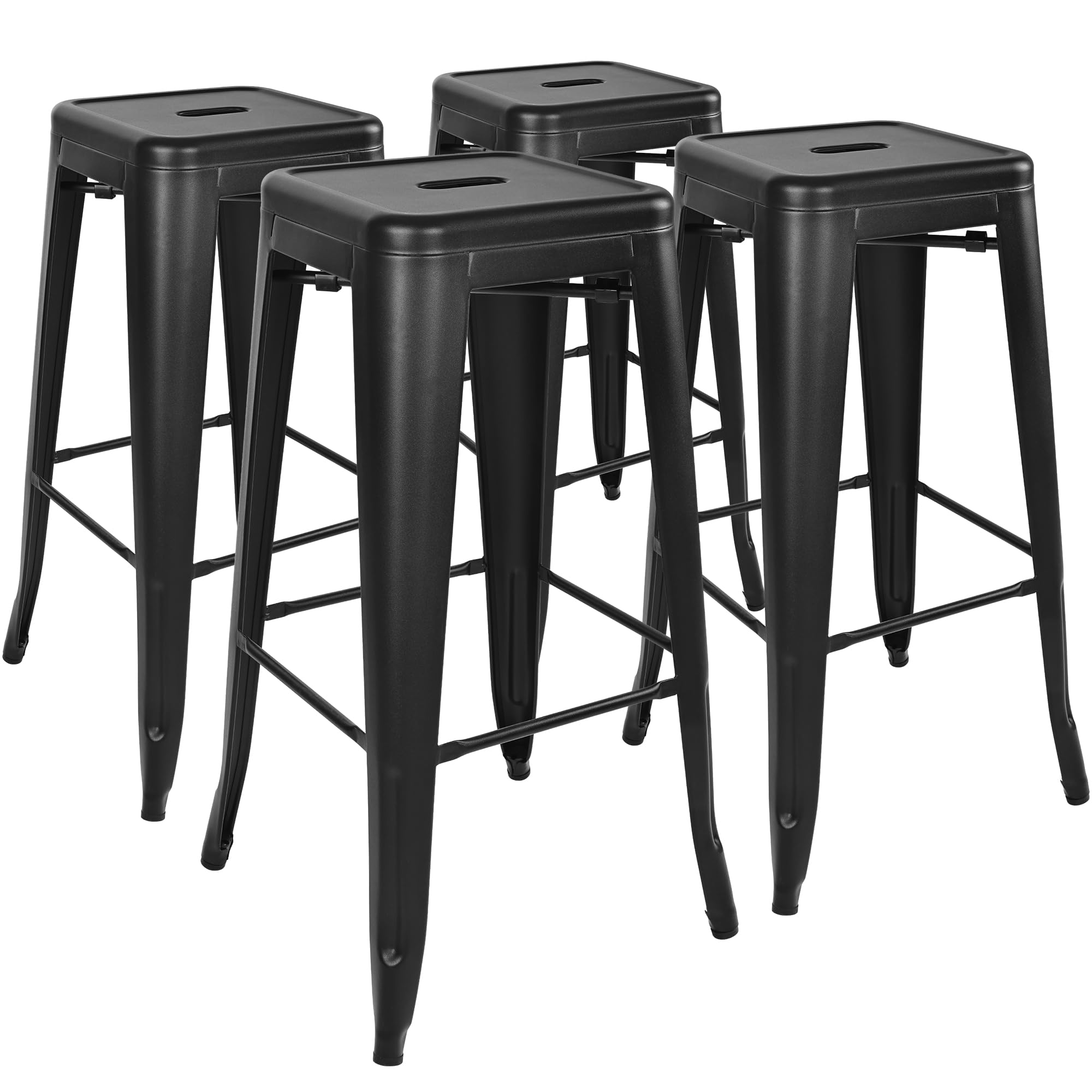 Metal Bar Stools Set of 4 - 30 Inch Backless Stackable