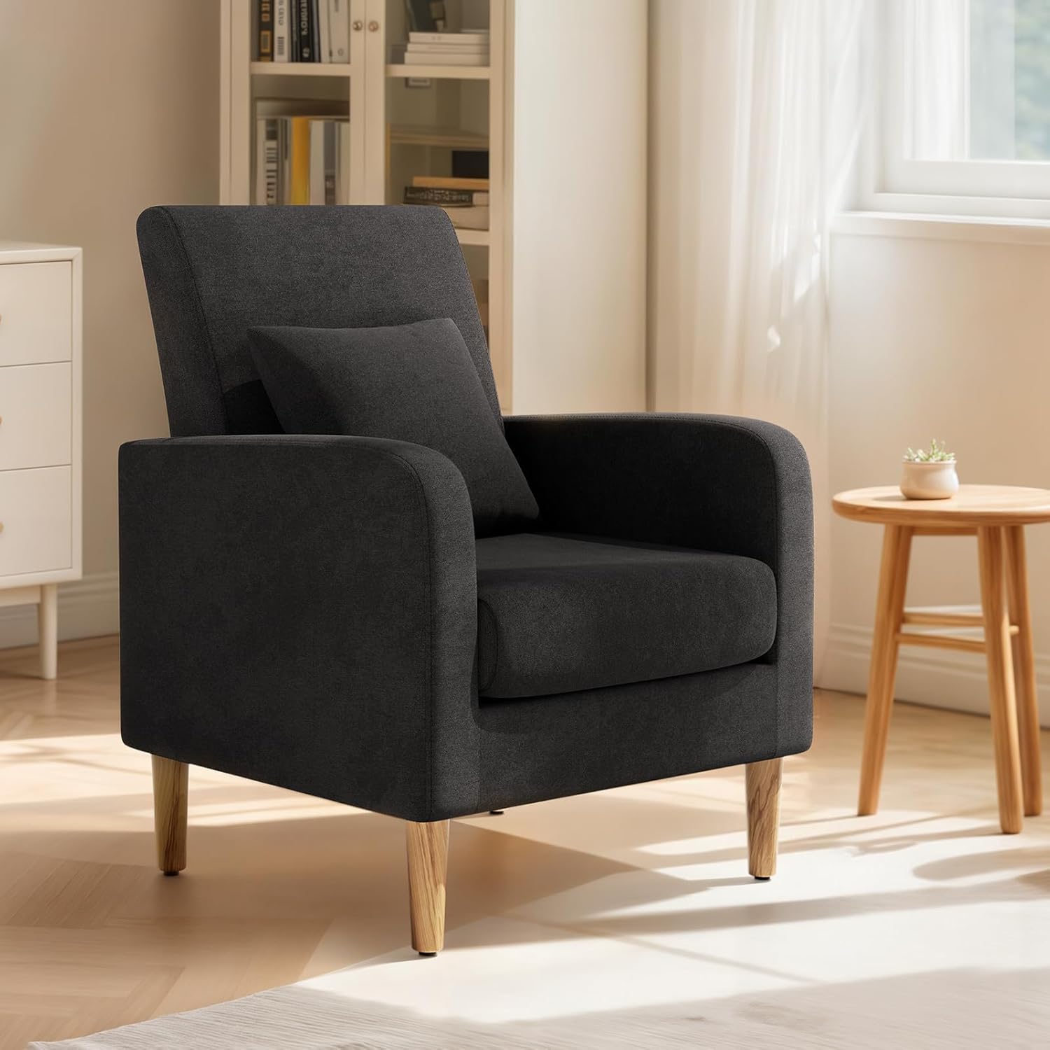 Mid-Century Upholstered Accent Chair with Lumbar Support