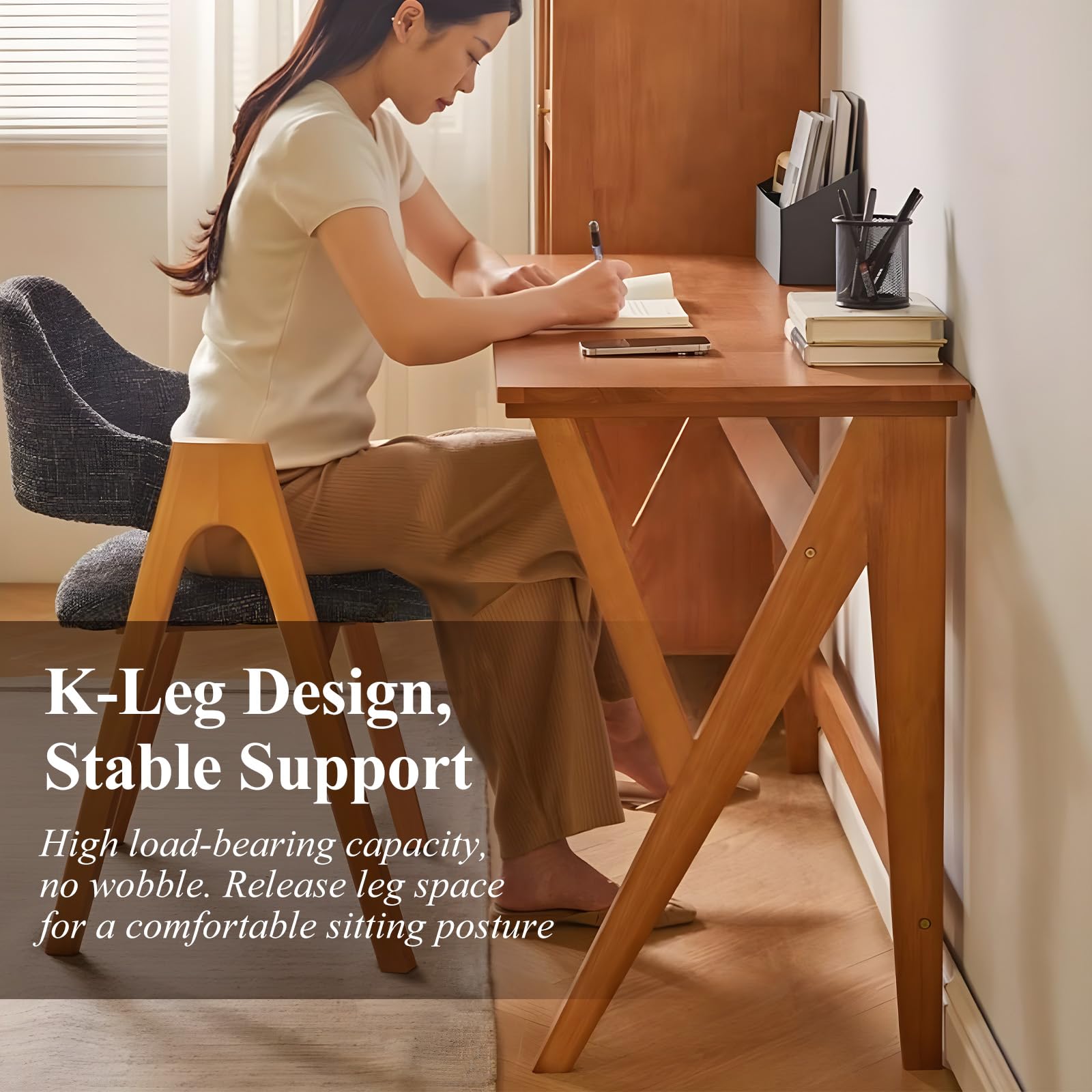 Mid Century Modern Solid Wood Writing Desk