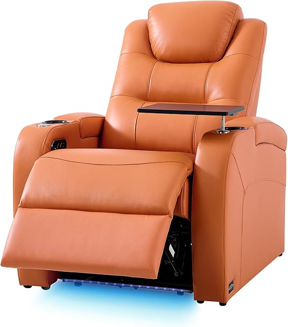 Top Grain Nappa Leather Power Recliner Home Theater Seating - Row of 5