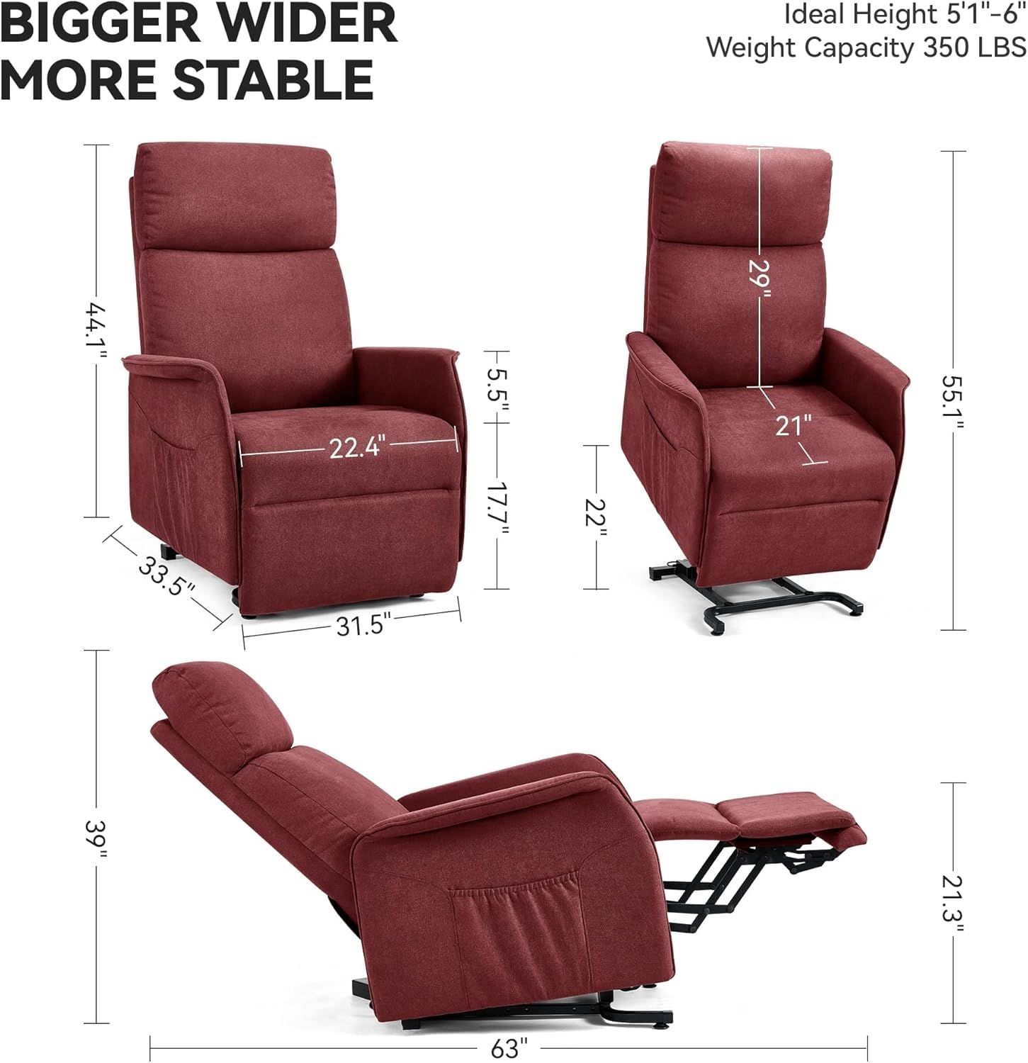 Large Power Lift Recliner with Massage and Heating