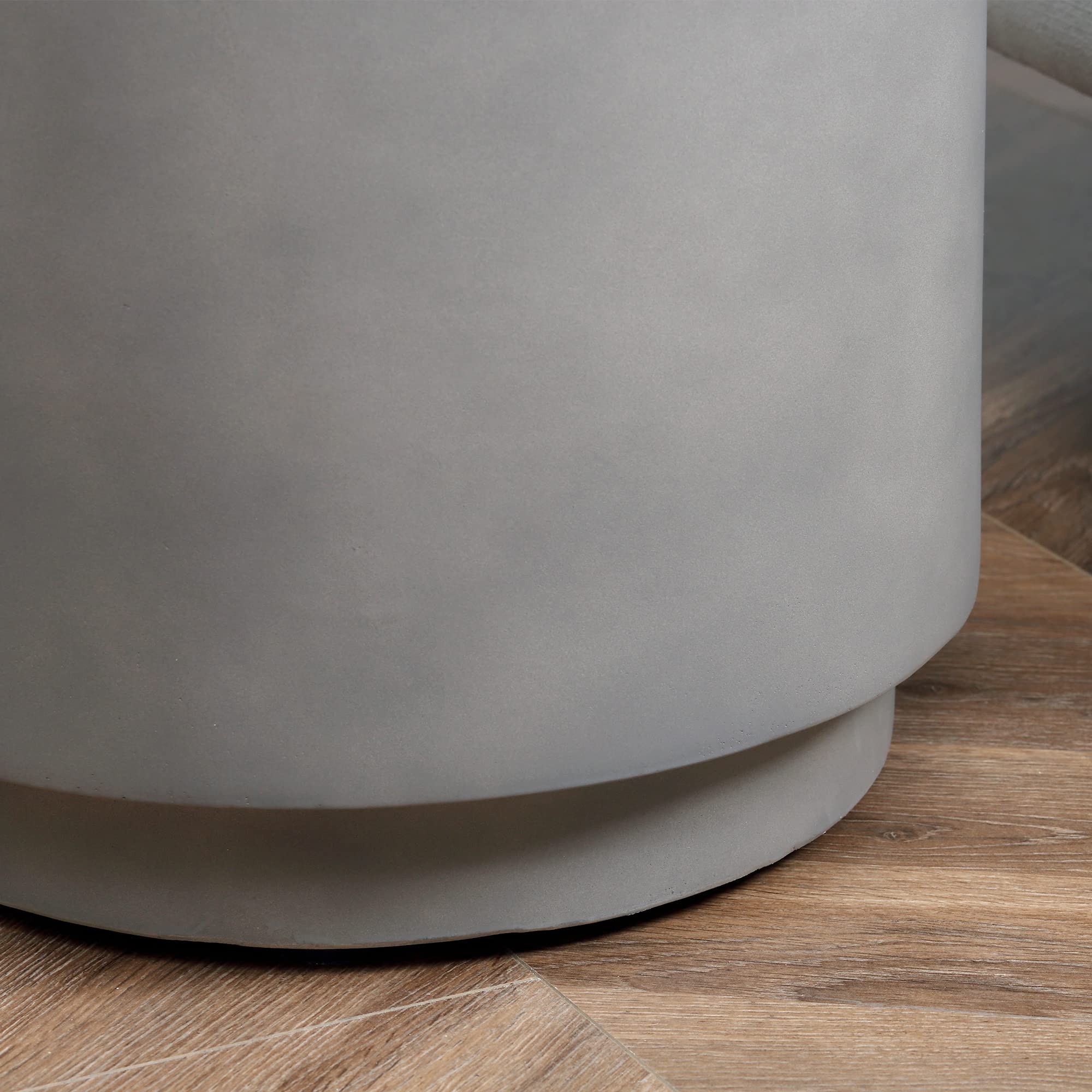 Outdoor Side Table Round Concrete Finish Light Gray