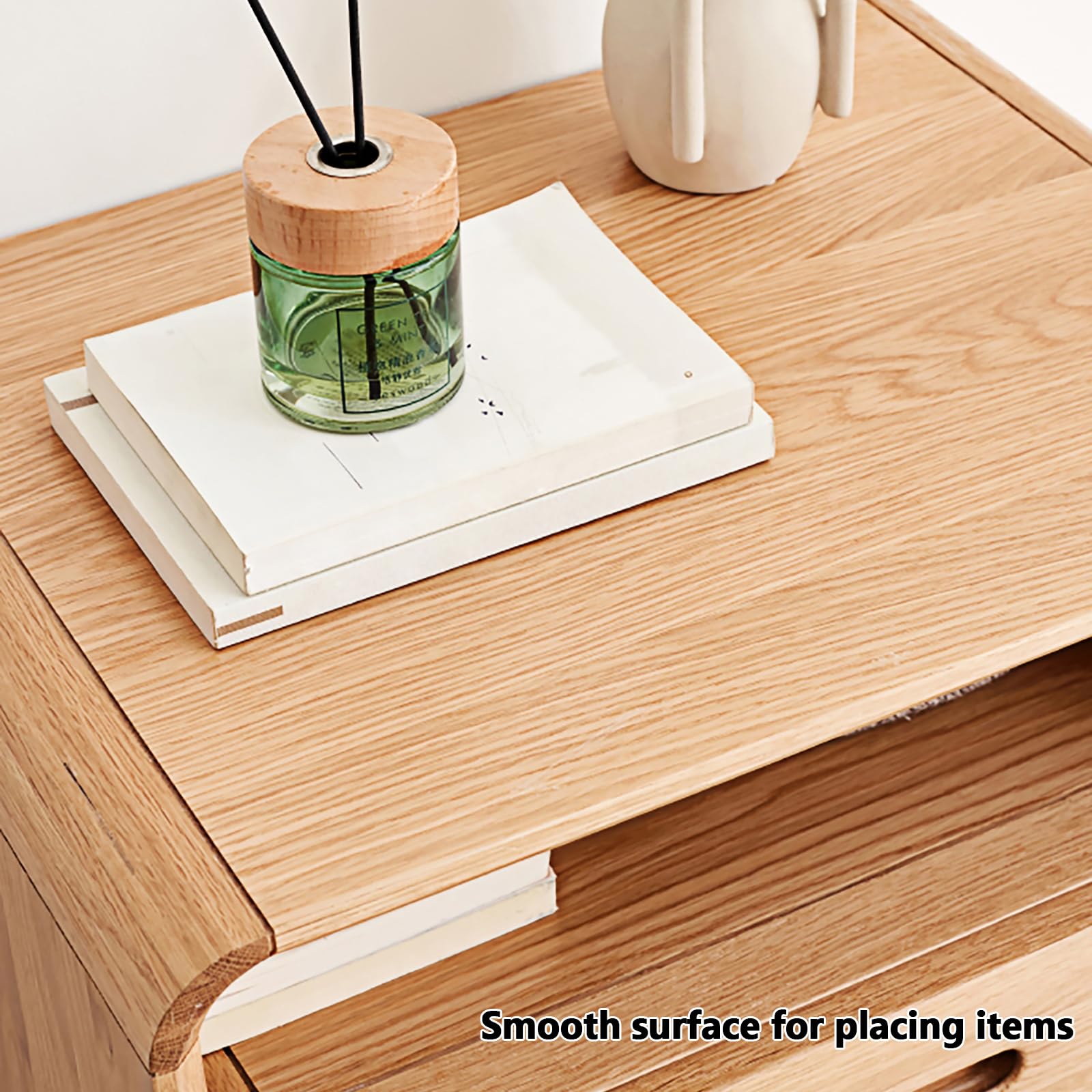 Solid Wood Nightstand with Two Drawers