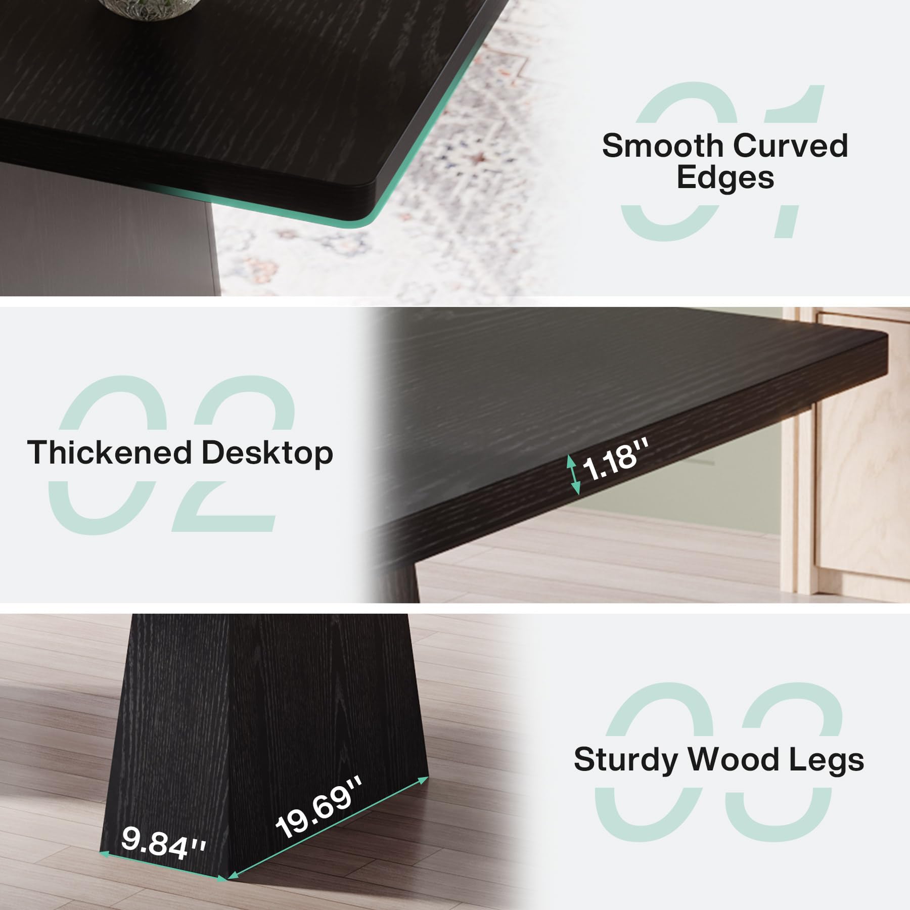 63 Inch Executive Desk Double Pedestal Black