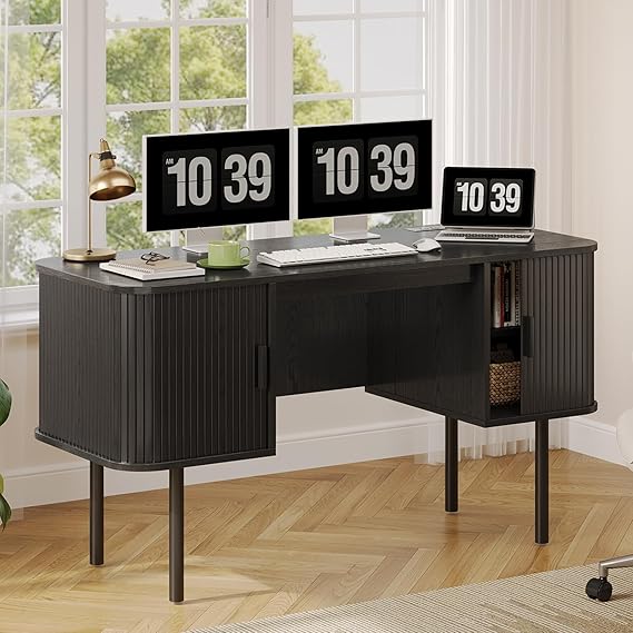 Mid-Century Executive Desk with Charging Station