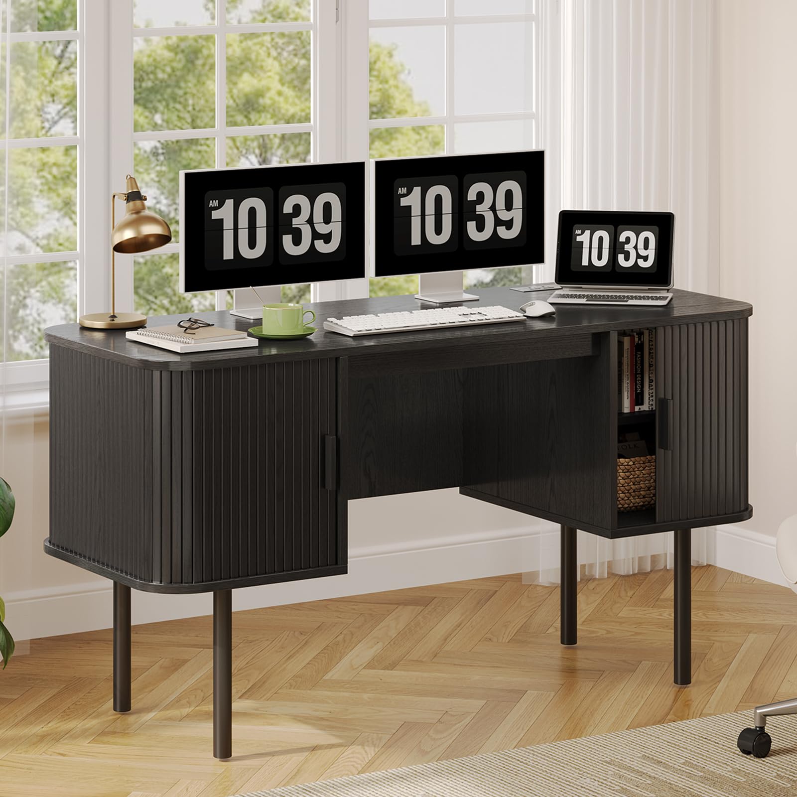 Mid-Century Executive Desk with Charging Station