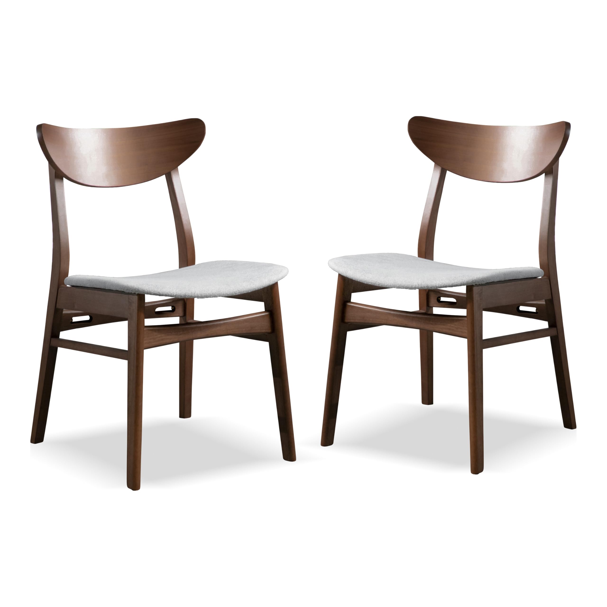 Mid-Century Modern Dining Chairs Set of 2 Walnut Brown