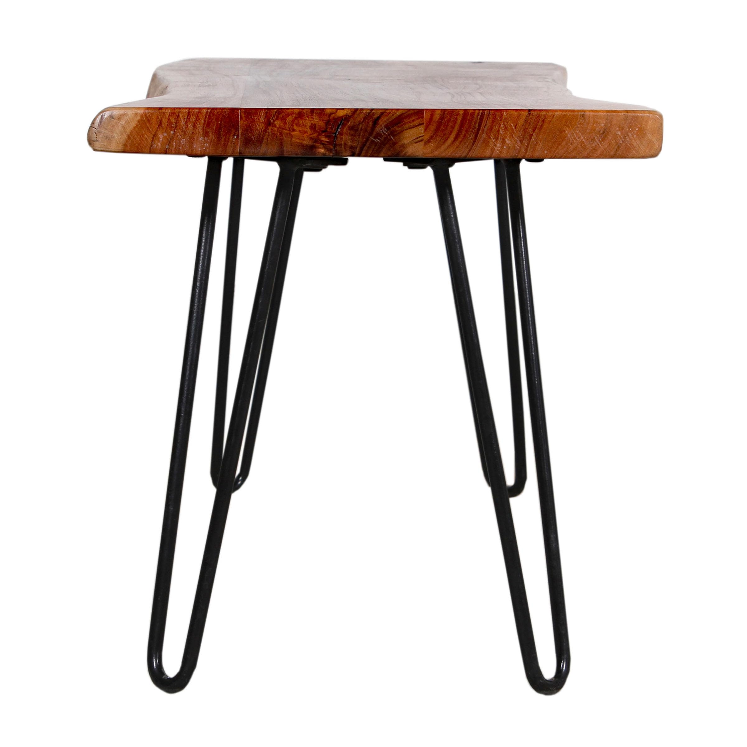 Live Edge Solid Wood Bench with Metal Hairpin Legs 36 Inch