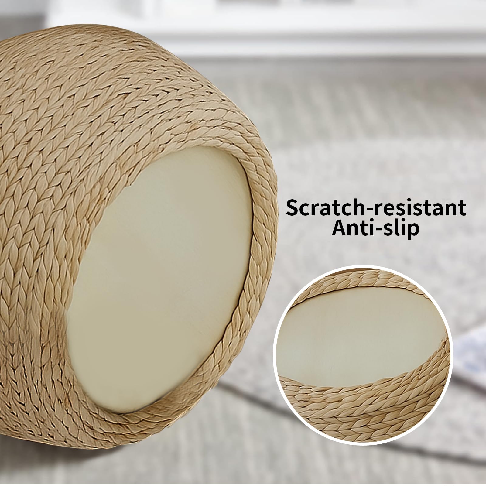 Handwoven Straw Round Pouf Ottoman