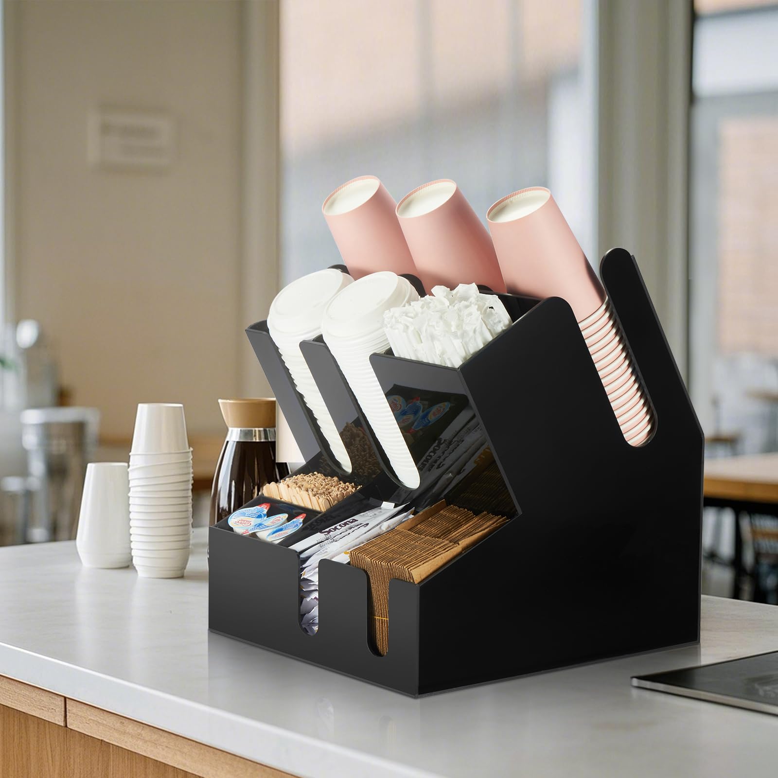 10-Compartment Coffee Condiment Organizer