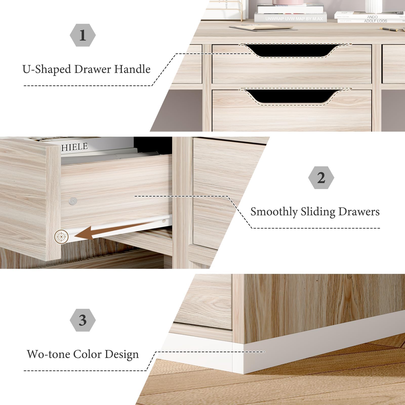 Two Person Desk with 5 Drawers 78 Inch