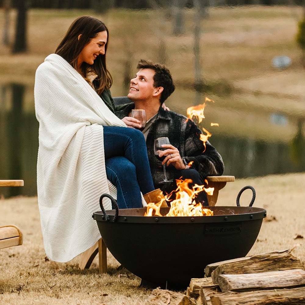 32-Inch Hemisphere Fire Pit with Screen and Poker