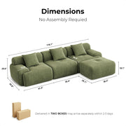118" Modern L-Shaped Modular Sectional Sofa with Ottoman
