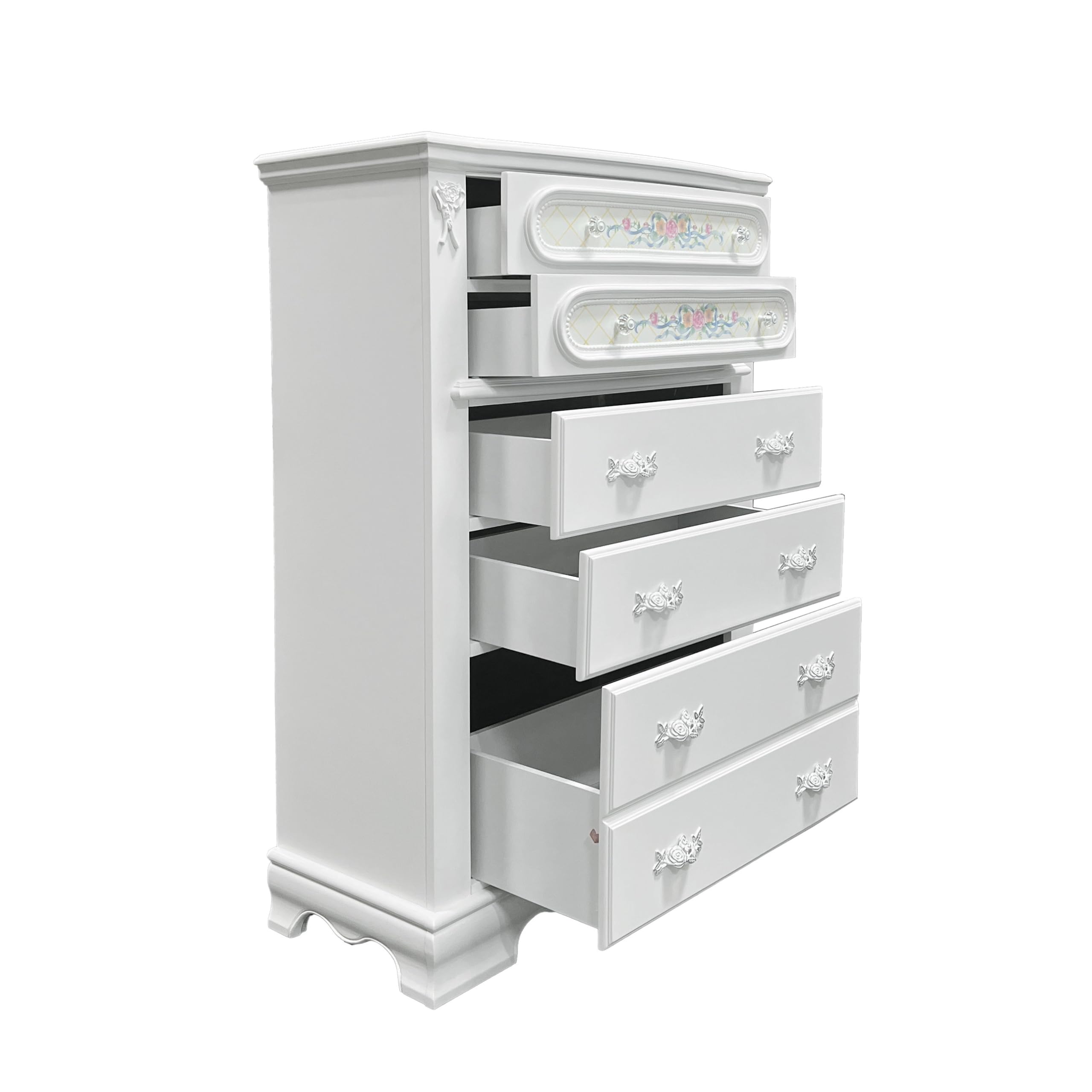 Flora 5-Drawer Chest White