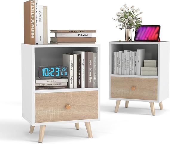 Modern Wood Nightstand with Drawer