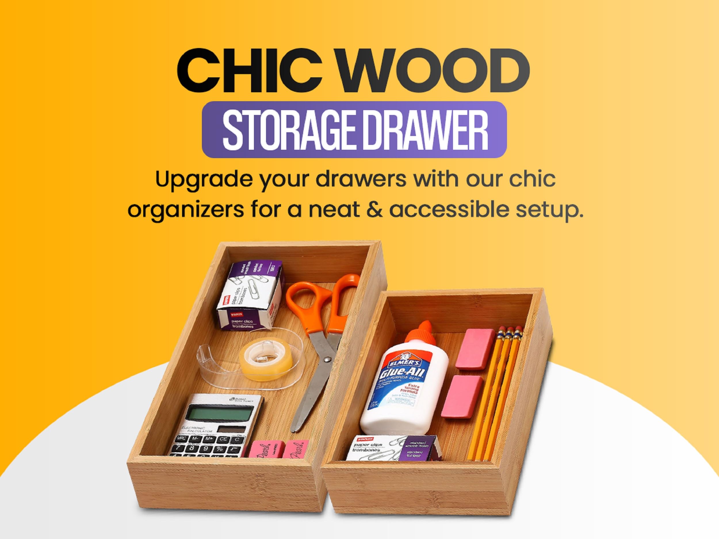 Bamboo Drawer Organizer Storage Box 6 Pack