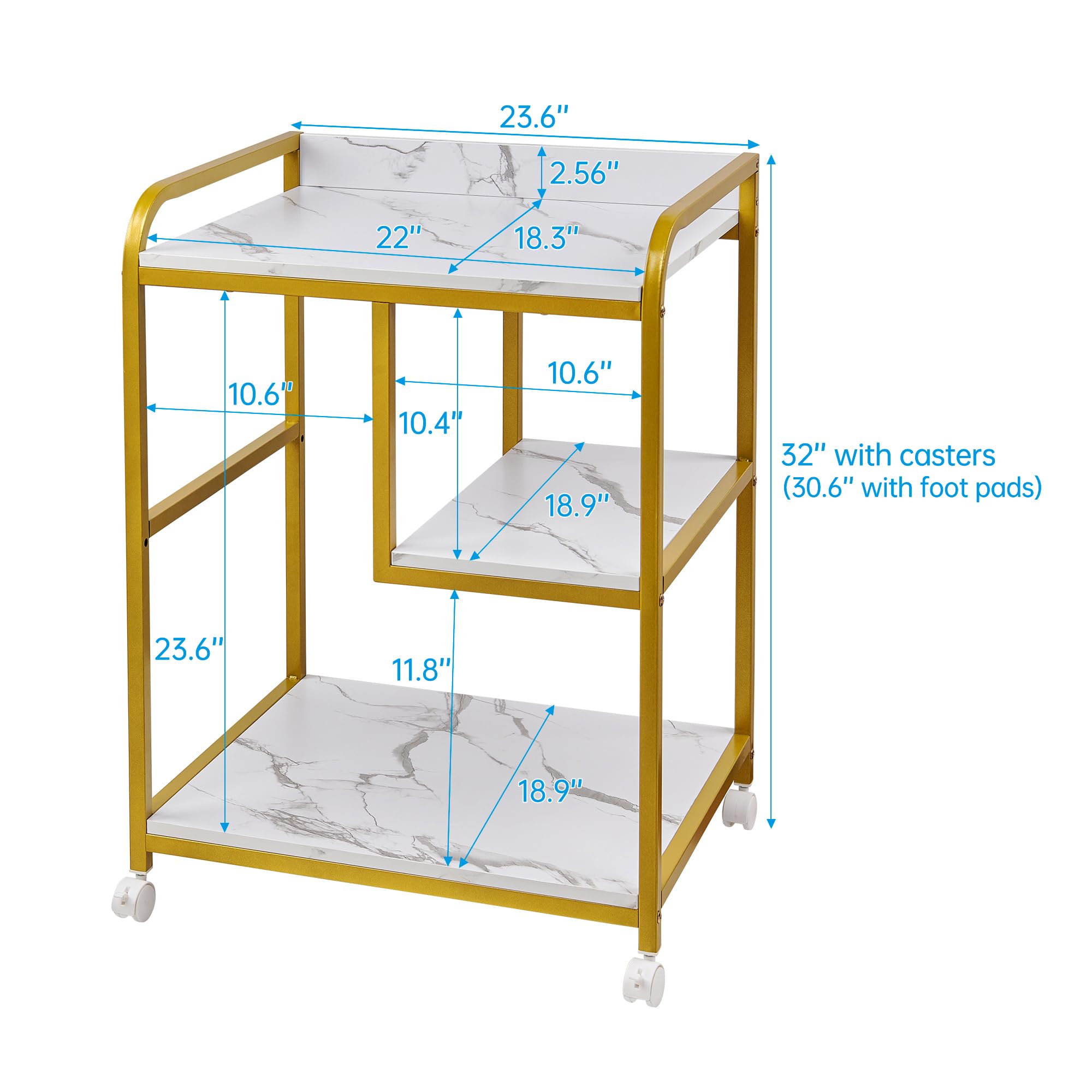 Rolling Printer Cart with Storage Shelf
