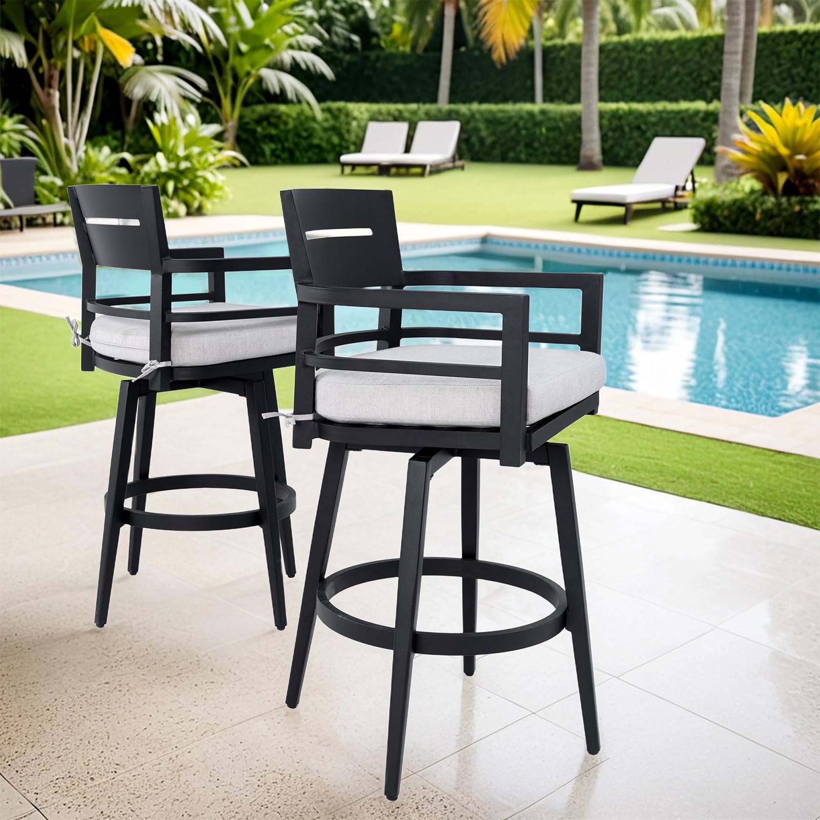 Swivel Outdoor Bar Stools Set of 2