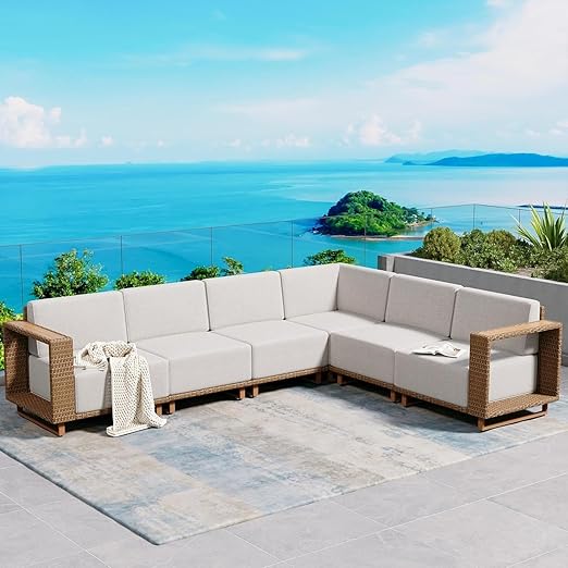 U-Shaped Rattan Wicker Sectional Sofa Set