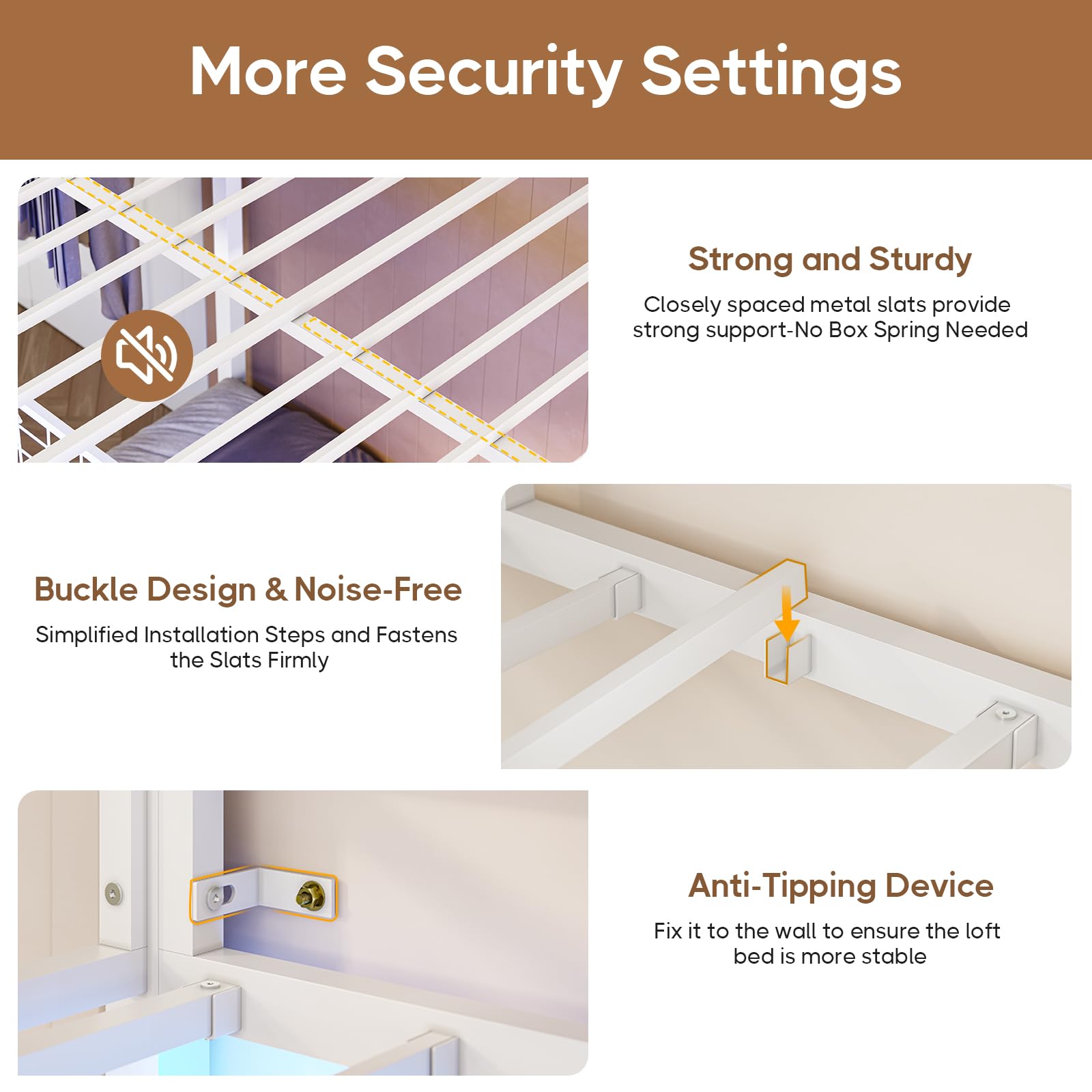 Full Over Twin Metal Bunk Bed with Desk and LED Lights