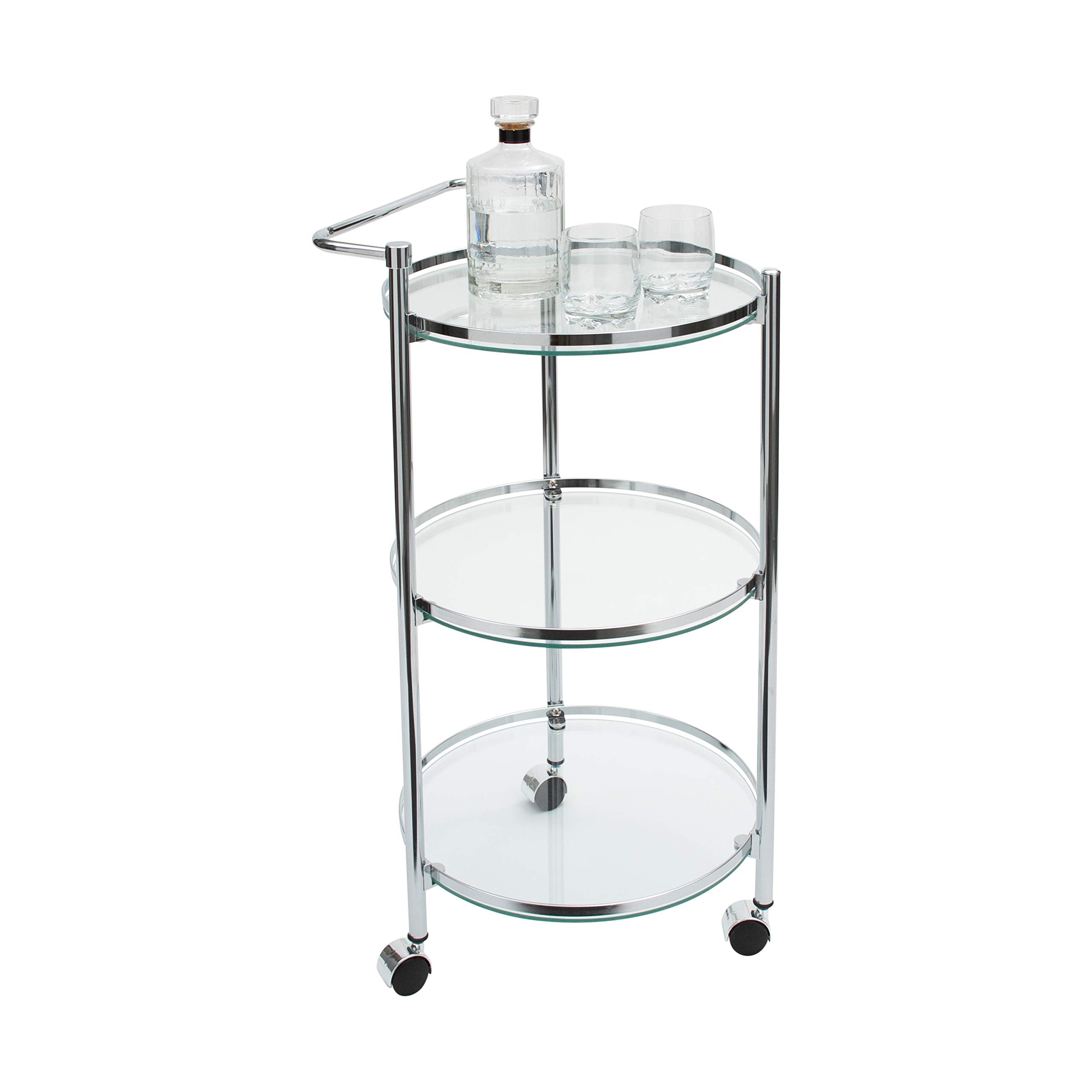 3-Tier Rolling Glass Serving Cart