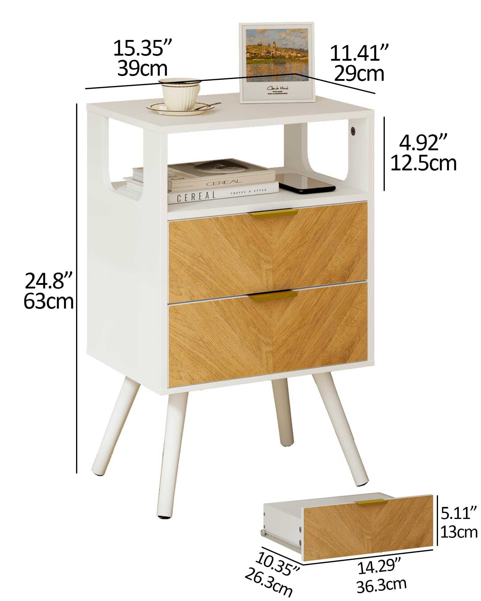 Farmhouse Nightstand with 2 Drawers