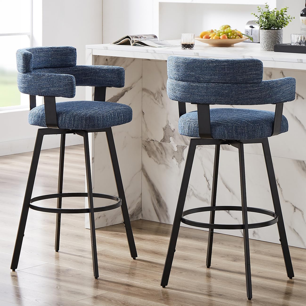 30 Inch Swivel Bar Stools Set of 2 with Full Back