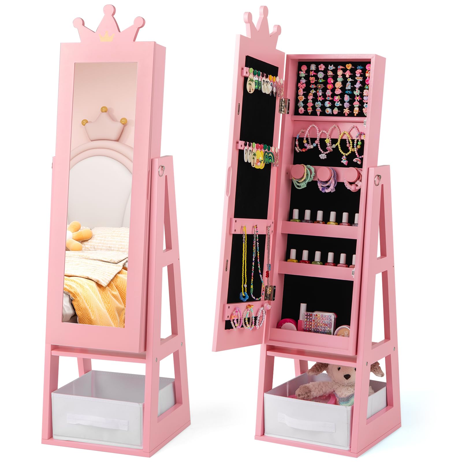 Kids Jewelry Armoire with Full-Length Mirror